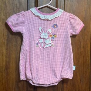 Vintage First Moments Easter Bunny Bodysuit Size 6-9 months Gingham print